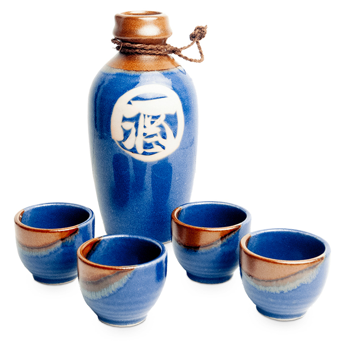 EDO Sake set Blue/Brown
