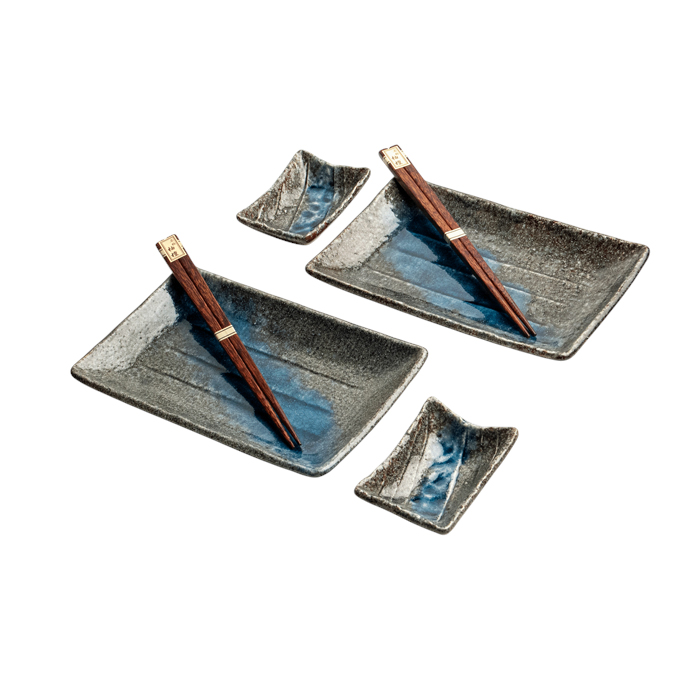 EDO Sushi set Grey/Blue 22x12.5x2cm