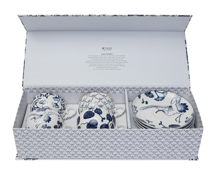 Mug Set with saucers, 4 pcs, Flora Japonica, 250 ml