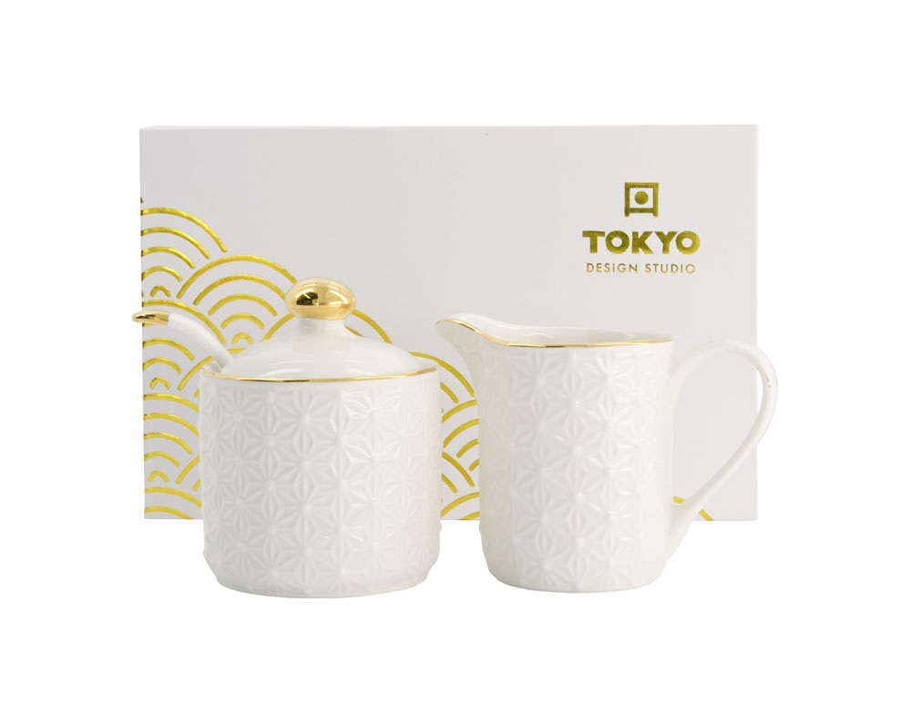 Milk jar and shugar bowl Nippon white