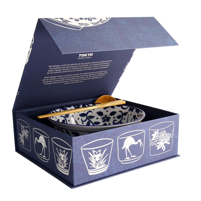 Ramen Bowl in Gift Box, 3Pcs, Tokyo Blue, Maizuru, 1300ml