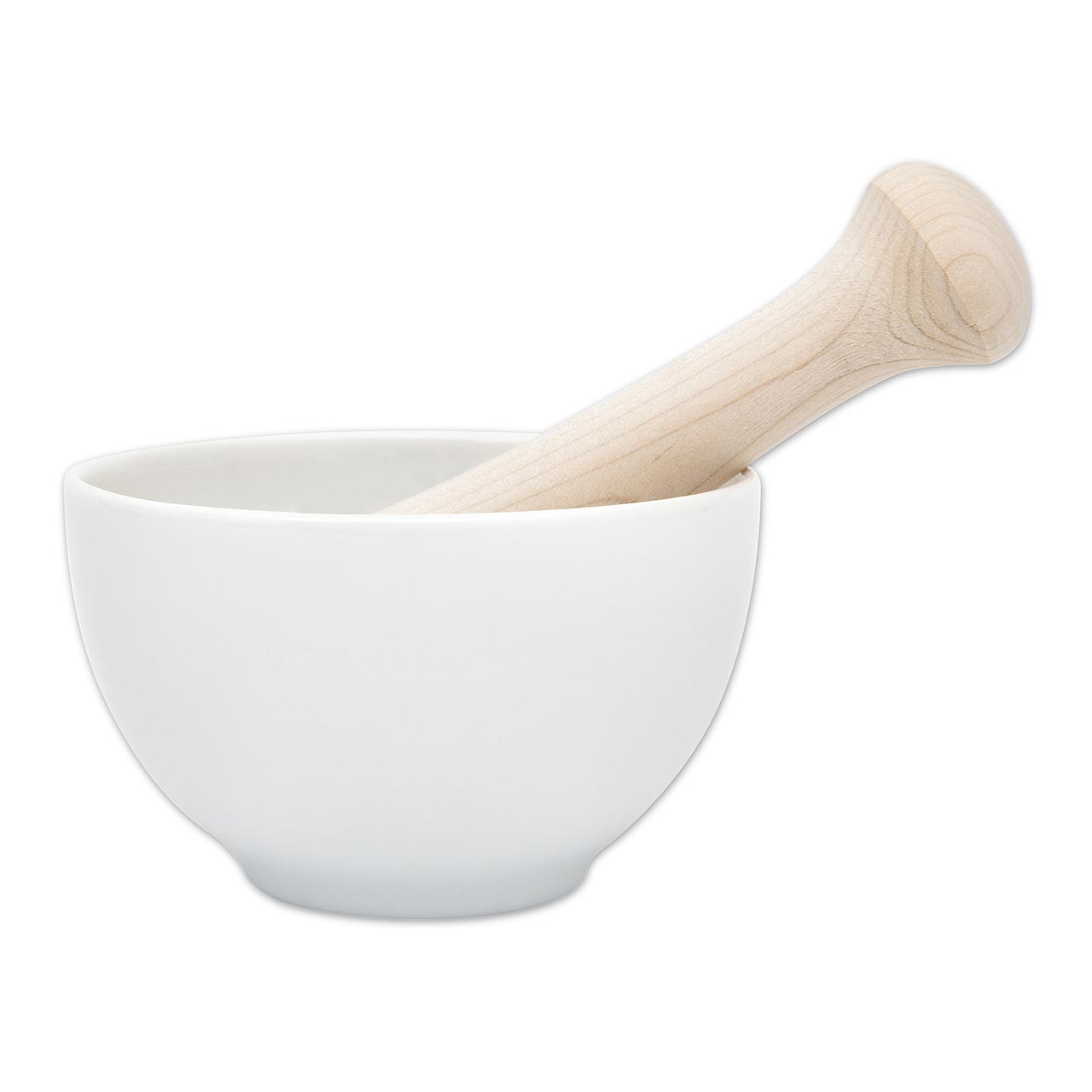 Mortar with wooden pestle
